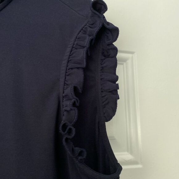 Tommy Hilfiger Navy Sleeveless Tie Neck Ruffle Front Top Size XL - Picture 4 of 9